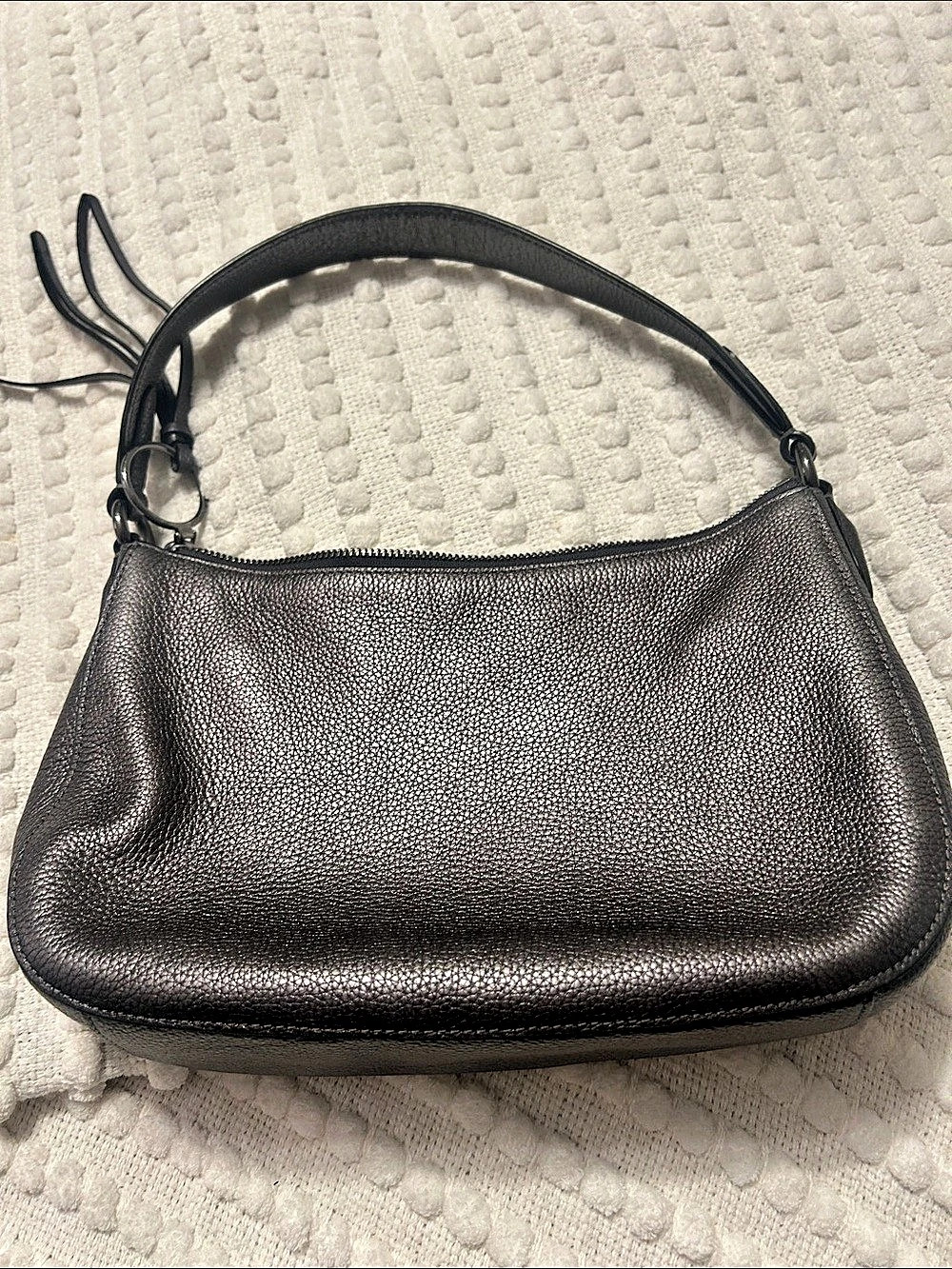 COACH Pewter Leather-Style Shoulder Bag